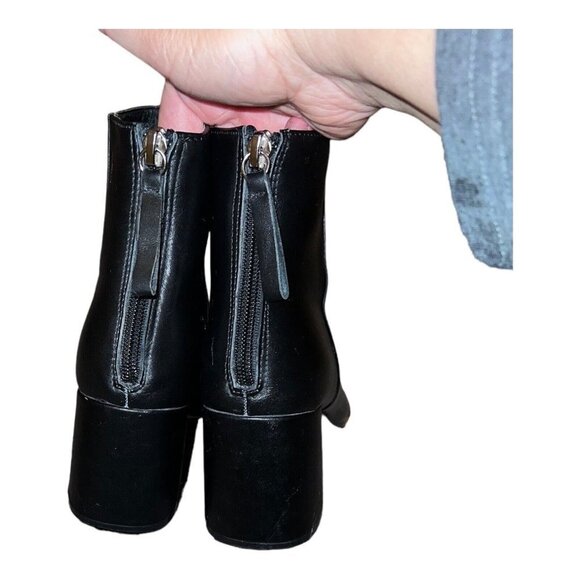 STEVE MADDEN Parisa Black Leather Women Block Heel Boot Booties - Picture 5 of 12